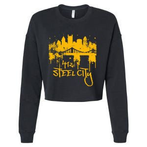 Pittsburgh Steel City Skyline Cropped Pullover Crew