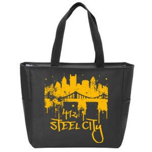 Pittsburgh Steel City Skyline Zip Tote Bag