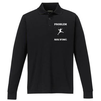 Problem Solving Climber Rock Climbing Bouldering Pun Funny Performance Long Sleeve Polo