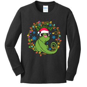 Pascal Santa Christmas Lights Santa Pascal Frog Christmas Kids Long Sleeve Shirt