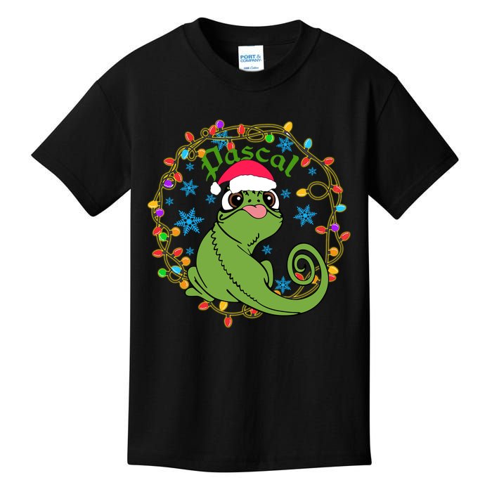 Pascal Santa Christmas Lights Santa Pascal Frog Christmas Kids T-Shirt