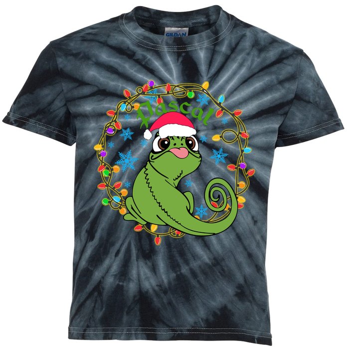 Pascal Santa Christmas Lights Santa Pascal Frog Christmas Kids Tie-Dye T-Shirt