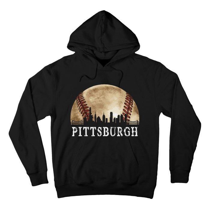 Pittsburgh Skyline City Vintage Baseball Lover Hoodie