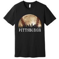 Pittsburgh Skyline City Vintage Baseball Lover Premium T-Shirt