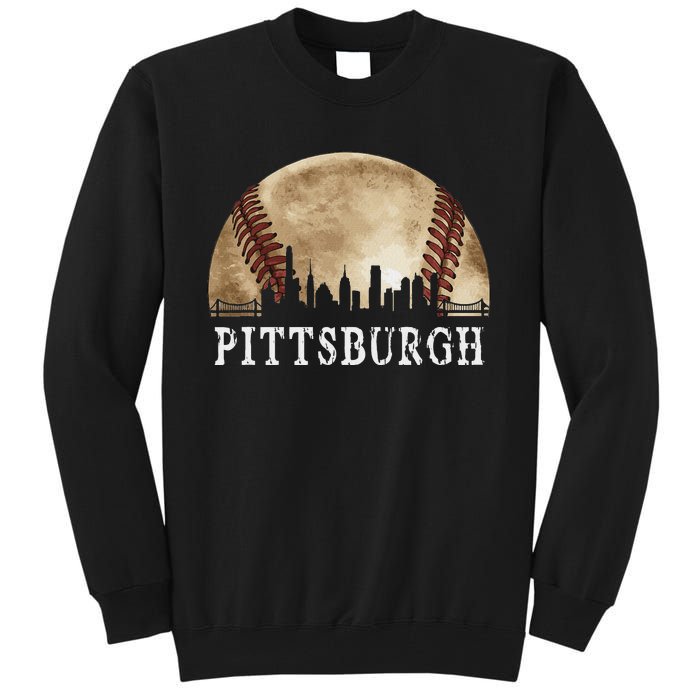 Pittsburgh Skyline City Vintage Baseball Lover Tall Sweatshirt