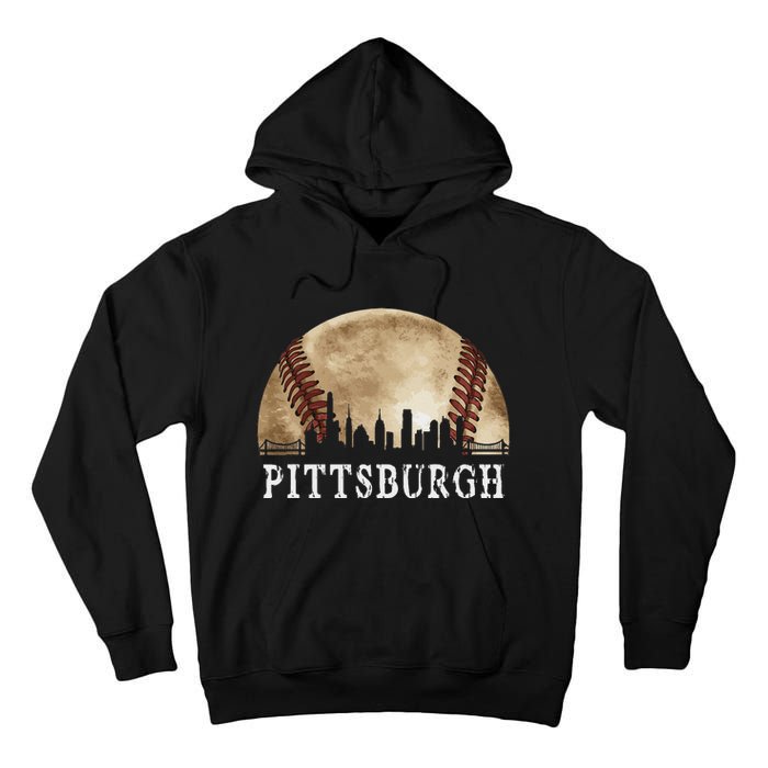 Pittsburgh Skyline City Vintage Baseball Lover Tall Hoodie