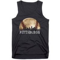 Pittsburgh Skyline City Vintage Baseball Lover Tank Top