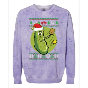 Pickleball Santa Claus Ugly Christmas Pattern Funny Gift Colorblast Crewneck Sweatshirt