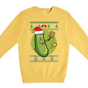 Pickleball Santa Claus Ugly Christmas Pattern Funny Gift Premium Crewneck Sweatshirt