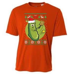 Pickleball Santa Claus Ugly Christmas Pattern Funny Gift Cooling Performance Crew T-Shirt