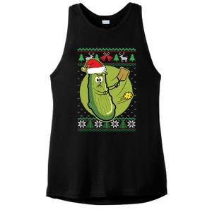 Pickleball Santa Claus Ugly Christmas Pattern Funny Gift Ladies PosiCharge Tri-Blend Wicking Tank