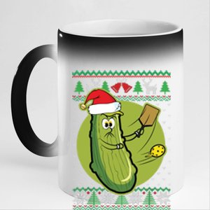 Pickleball Santa Claus Ugly Christmas Pattern Funny Gift 11oz Black Color Changing Mug