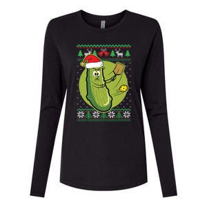 Pickleball Santa Claus Ugly Christmas Pattern Funny Gift Womens Cotton Relaxed Long Sleeve T-Shirt