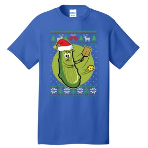 Pickleball Santa Claus Ugly Christmas Pattern Funny Gift Tall T-Shirt