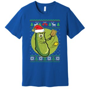 Pickleball Santa Claus Ugly Christmas Pattern Funny Gift Premium T-Shirt