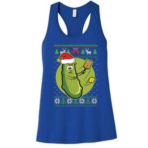 Pickleball Santa Claus Ugly Christmas Pattern Funny Gift Women's Racerback Tank