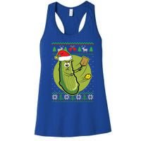 Pickleball Santa Claus Ugly Christmas Pattern Funny Gift Women's Racerback Tank