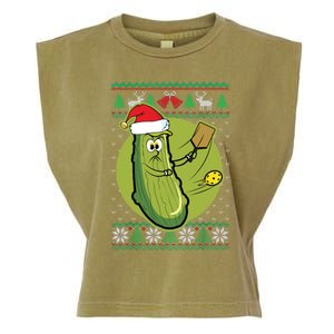 Pickleball Santa Claus Ugly Christmas Pattern Funny Gift Garment-Dyed Women's Muscle Tee