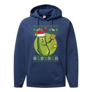 Pickleball Santa Claus Ugly Christmas Pattern Funny Gift Performance Fleece Hoodie