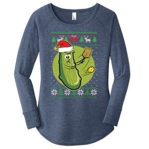 Pickleball Santa Claus Ugly Christmas Pattern Funny Gift Women's Perfect Tri Tunic Long Sleeve Shirt