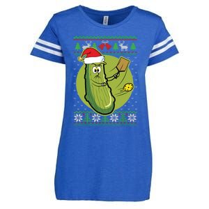 Pickleball Santa Claus Ugly Christmas Pattern Funny Gift Enza Ladies Jersey Football T-Shirt