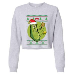 Pickleball Santa Claus Ugly Christmas Pattern Funny Gift Cropped Pullover Crew