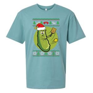 Pickleball Santa Claus Ugly Christmas Pattern Funny Gift Sueded Cloud Jersey T-Shirt