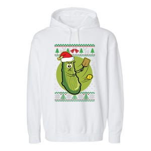 Pickleball Santa Claus Ugly Christmas Pattern Funny Gift Garment-Dyed Fleece Hoodie