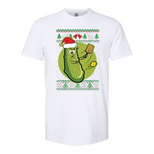 Pickleball Santa Claus Ugly Christmas Pattern Funny Gift Softstyle CVC T-Shirt