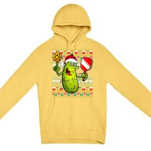 Pickleball Santa Claus Ugly Christmas Pattern Gift Premium Pullover Hoodie