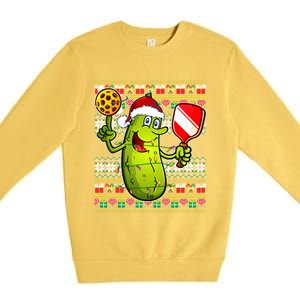 Pickleball Santa Claus Ugly Christmas Pattern Gift Premium Crewneck Sweatshirt