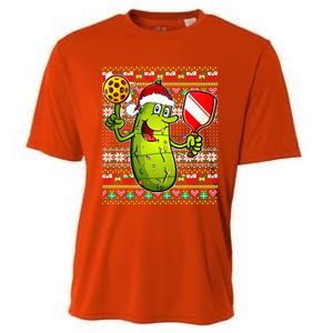 Pickleball Santa Claus Ugly Christmas Pattern Gift Cooling Performance Crew T-Shirt