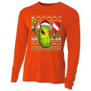 Pickleball Santa Claus Ugly Christmas Pattern Gift Cooling Performance Long Sleeve Crew