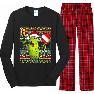 Pickleball Santa Claus Ugly Christmas Pattern Gift Long Sleeve Pajama Set