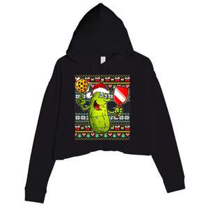 Pickleball Santa Claus Ugly Christmas Pattern Gift Crop Fleece Hoodie