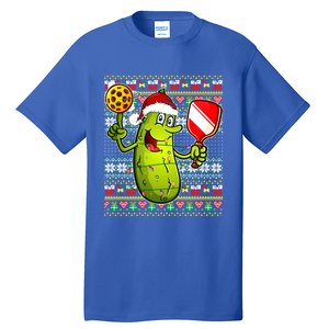 Pickleball Santa Claus Ugly Christmas Pattern Gift Tall T-Shirt