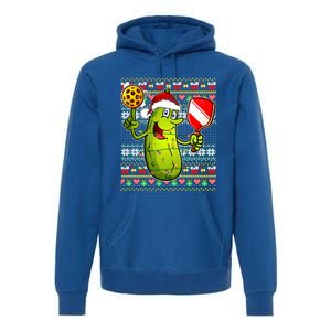 Pickleball Santa Claus Ugly Christmas Pattern Gift Premium Hoodie