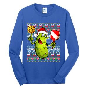 Pickleball Santa Claus Ugly Christmas Pattern Gift Tall Long Sleeve T-Shirt