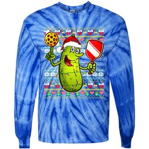 Pickleball Santa Claus Ugly Christmas Pattern Gift Tie-Dye Long Sleeve Shirt