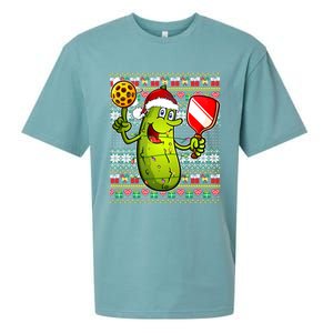 Pickleball Santa Claus Ugly Christmas Pattern Gift Sueded Cloud Jersey T-Shirt