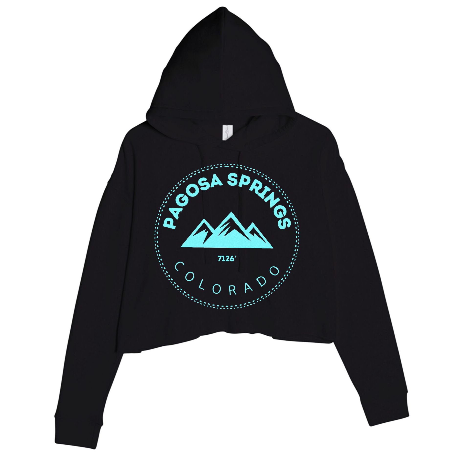 Pagosa Springs Colorado Mountain Town Elevated CO Skiing Crop Fleece Hoodie
