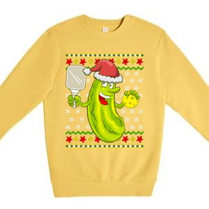 Pickleball Santa Claus Ugly Christmas Pattern Gift Premium Crewneck Sweatshirt