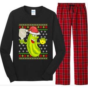 Pickleball Santa Claus Ugly Christmas Pattern Gift Long Sleeve Pajama Set