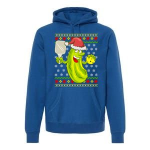 Pickleball Santa Claus Ugly Christmas Pattern Gift Premium Hoodie