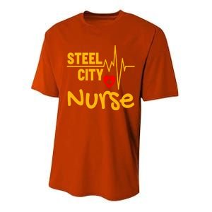 Pittsburgh Steel City Nurse Heartbeat Love Health Care Great Gift Performance Sprint T-Shirt