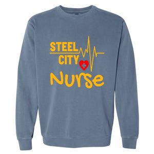 Pittsburgh Steel City Nurse Heartbeat Love Health Care Great Gift Garment-Dyed Sweatshirt