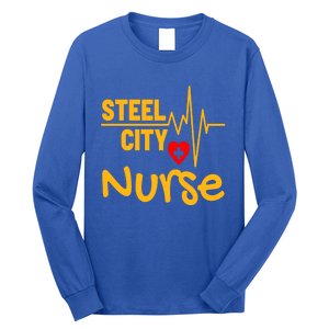 Pittsburgh Steel City Nurse Heartbeat Love Health Care Great Gift Long Sleeve Shirt