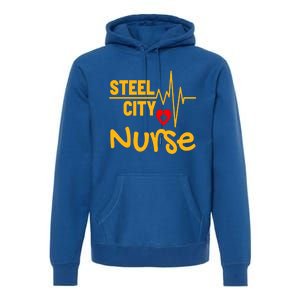 Pittsburgh Steel City Nurse Heartbeat Love Health Care Great Gift Premium Hoodie