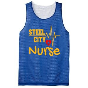 Pittsburgh Steel City Nurse Heartbeat Love Health Care Great Gift Mesh Reversible Basketball Jersey Tank