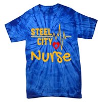 Pittsburgh Steel City Nurse Heartbeat Love Health Care Great Gift Tie-Dye T-Shirt